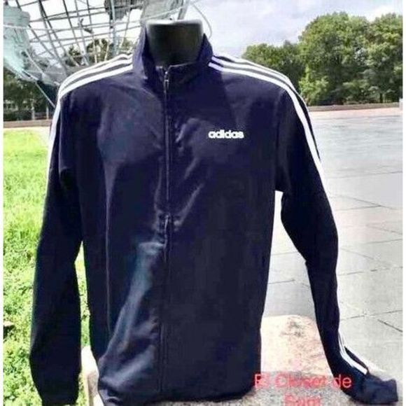 adidas DU0458 Mens Size S Essentials 3-Stripes Navy Blue Tricot Track Jacket - Picture 6 of 6